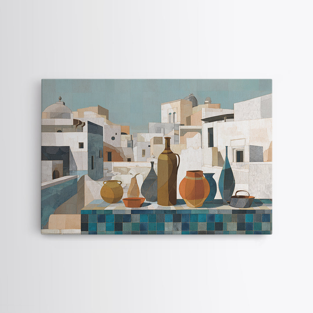 Terracotta Rooftops Against Pale Sky Canvas Print, Italian Villa Art, Farmhouse Wall Art, Living Room Decor, Villa, IVA-3x2-80