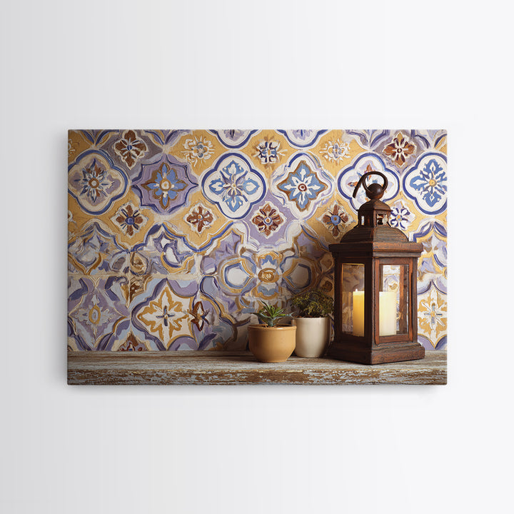 Italian Tile Pattern Canvas Print, Italian Villa Art, Coastal Decor, Living Room Decor, Fine Art, Villa, Landscape Print, IVA-3x2-93