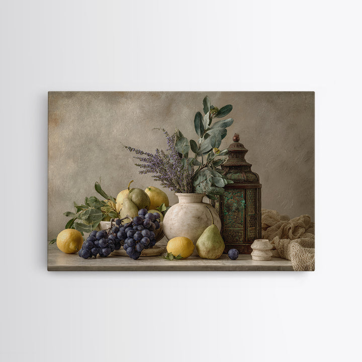 Marble Fruit Still Life Framed Canvas Print, Italian Villa Art, Digital Download Art, Living Room Decor, Fine Art, Villa, IVA-3x2-99