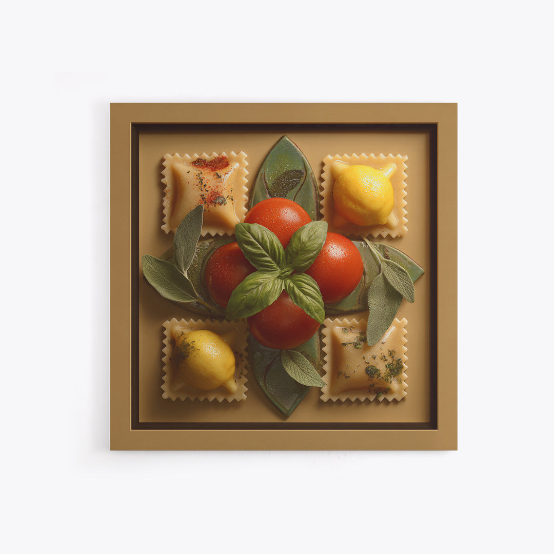 Pasta Lemons and Basil Mediterranean Still Life Canvas Print, Kitchen Art, Dining Room Wall Art, Kitchen Decor, Kitchen, KIT-1x1-17