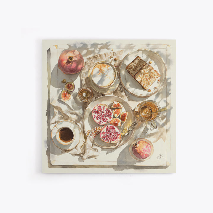Figs Pomegranates and Linen Composition Canvas Print, Kitchen Art, Kitchen Wall Decor, Kitchen Decor, Fine Art, Kitchen, KIT-1x1-22