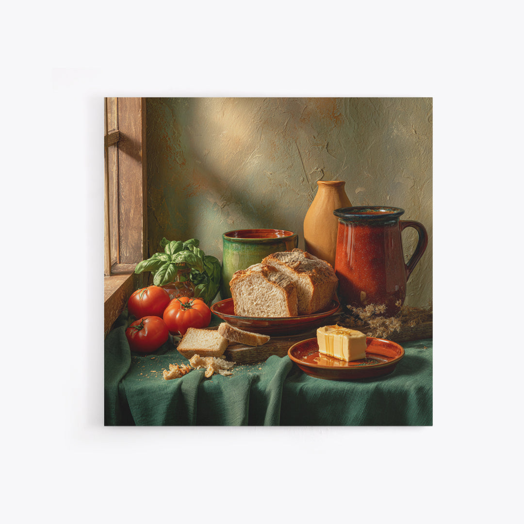 Fresh Bread with Butter and Honey Framed Canvas Print, Kitchen Art, Kitchen Prints, Kitchen Decor, Abstract Art, Kitchen, KIT-1x1-42
