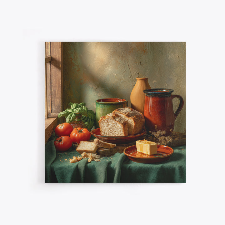 Fresh Bread with Butter and Honey Framed Canvas Print, Kitchen Art, Kitchen Prints, Kitchen Decor, Abstract Art, Kitchen, KIT-1x1-42