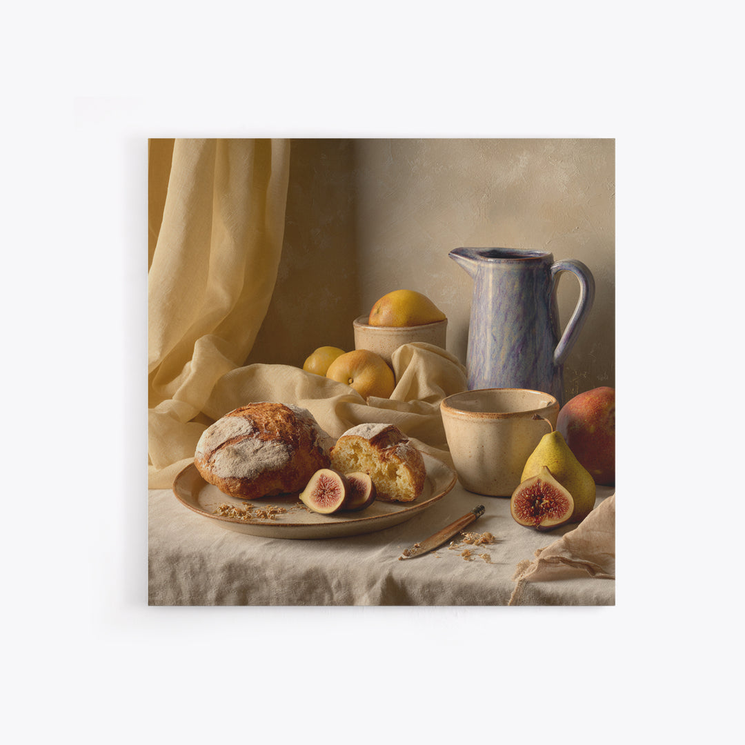 Figs Pomegranates and Linen Composition Framed Canvas Print, Kitchen Art, Poster Art, Kitchen Decor, Fine Art, Kitchen, KIT-1x1-46