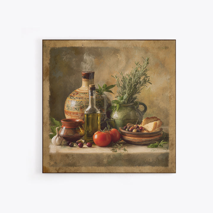 Olive Oil Bottle and Rosemary Branch Canvas Print, Kitchen Art, Coffee Print, Kitchen Decor, Watercolor Art, Kitchen, KIT-1x1-5
