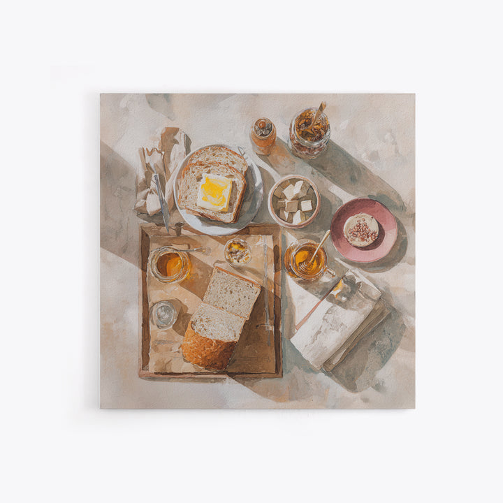 Fresh Bread with Butter and Honey Framed Canvas Print, Kitchen Art, Kitchen Prints, Kitchen Decor, Abstract Art, Kitchen, KIT-1x1-66