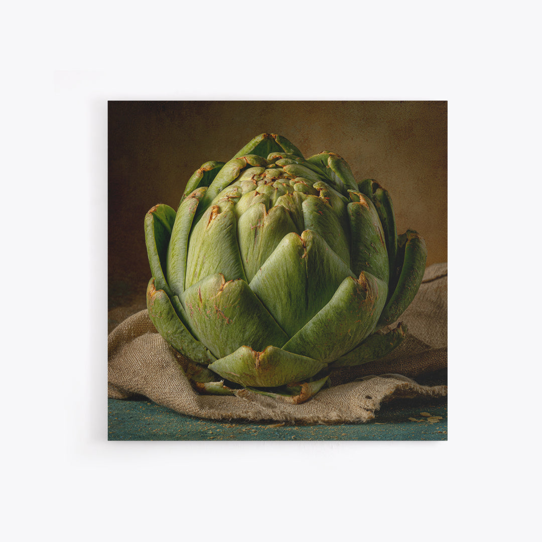 Artichoke Closeup in Painterly Green Tones Framed Canvas Print, Kitchen Art, Kitchen Prints, Kitchen Decor, Fine Art, Kitchen, KIT-1x1-68