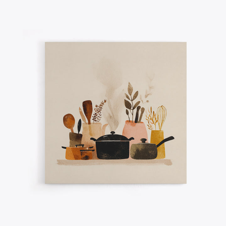 Kitchen Utensil Silhouettes Canvas Print, Kitchen Art, Neutral Decor, Kitchen Decor, Abstract Art, Kitchen, Wall Art, KIT-1x1-69