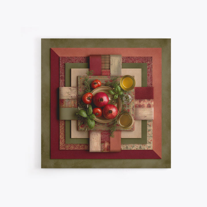 Figs Pomegranates and Linen Composition Framed Canvas Print, Kitchen Art, Poster Art, Kitchen Decor, Fine Art, Kitchen, KIT-1x1-70