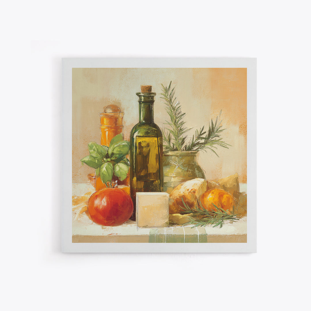Olive Oil Bottle and Rosemary Branch Canvas Print, Kitchen Art, Room Decor, Kitchen Decor, Fine Art, Kitchen, Digital Art, KIT-1x1-77
