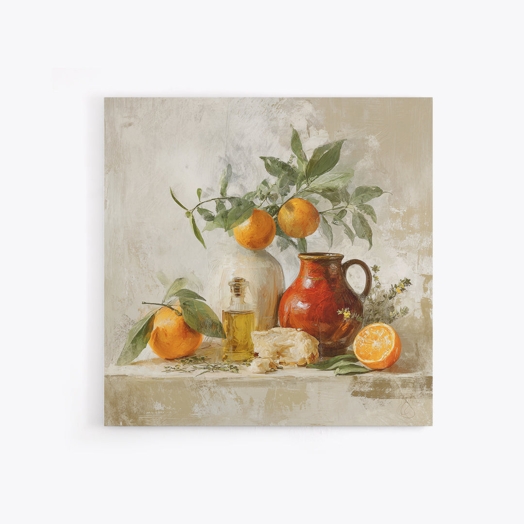 Orange Citrus Botanical Branch Framed Canvas Print, Kitchen Art, Statement Artwork, Kitchen Decor, Oil Painting, Kitchen, KIT-1x1-83
