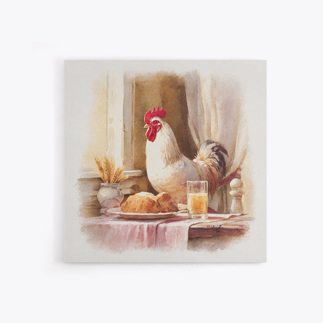 Rooster Portrait for Country Kitchen Charm Framed Canvas Print, Kitchen Art, Textured Painting, Kitchen Decor, Kitchen, KIT-1x1-88