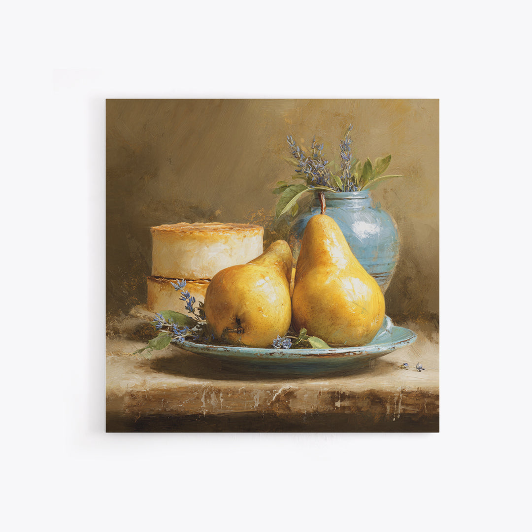 Farmhouse Pears on a Wooden Board Canvas Print, Kitchen Art, Kitchen Art Print, Kitchen Decor, Fine Art, Kitchen, KIT-1x1-9