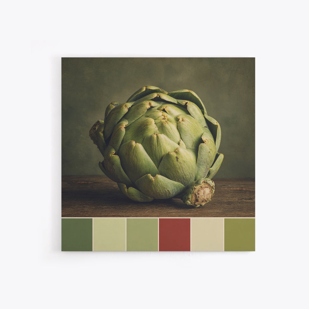Artichoke Closeup in Painterly Green Tones Canvas Print, Kitchen Art, Coffee Print, Kitchen Decor, Fine Art, Kitchen, KIT-1x1-92