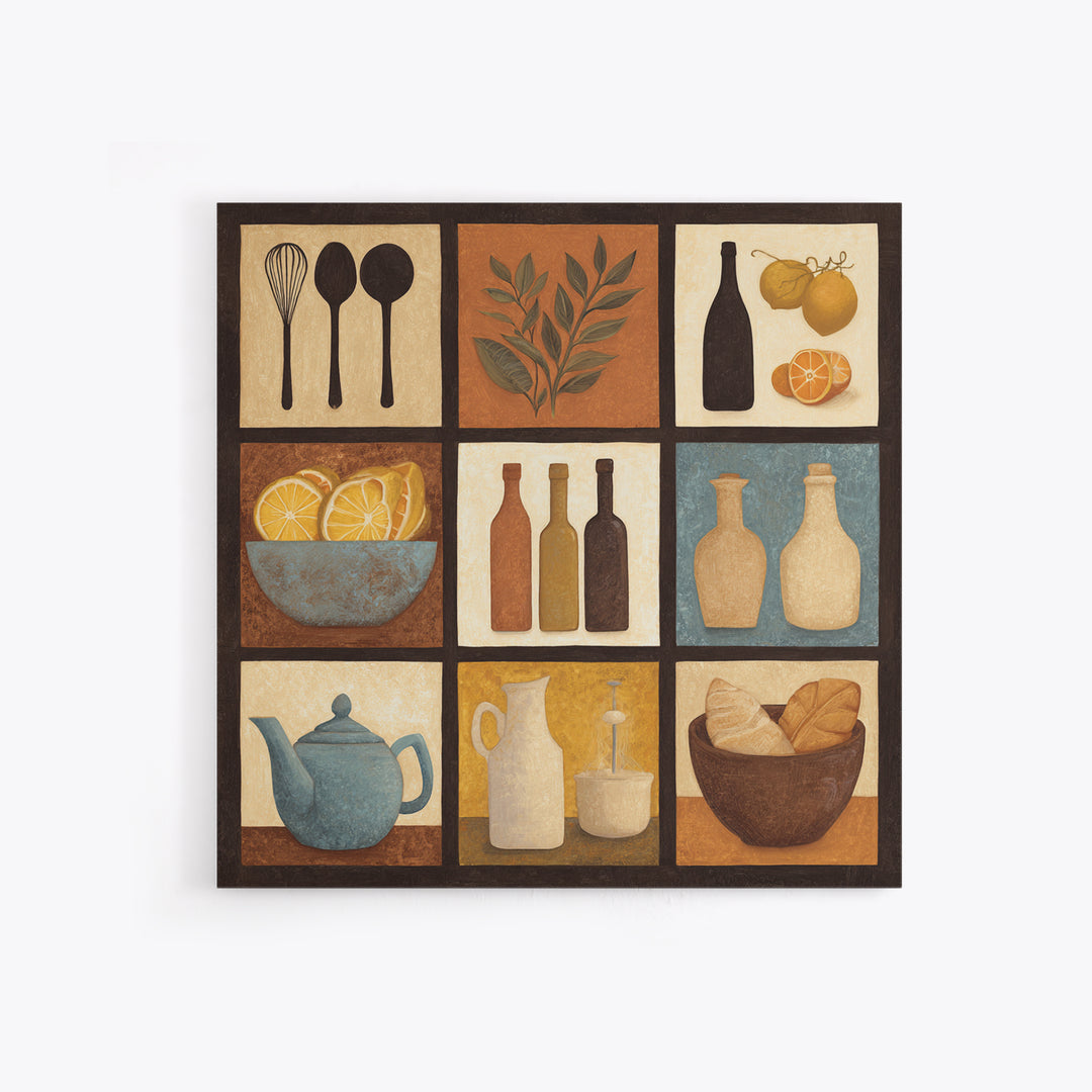 Kitchen Utensil Silhouettes Framed Canvas Print, Kitchen Art, Luxury Decor, Kitchen Decor, Abstract Art, Kitchen, Art Prints, KIT-1x1-93