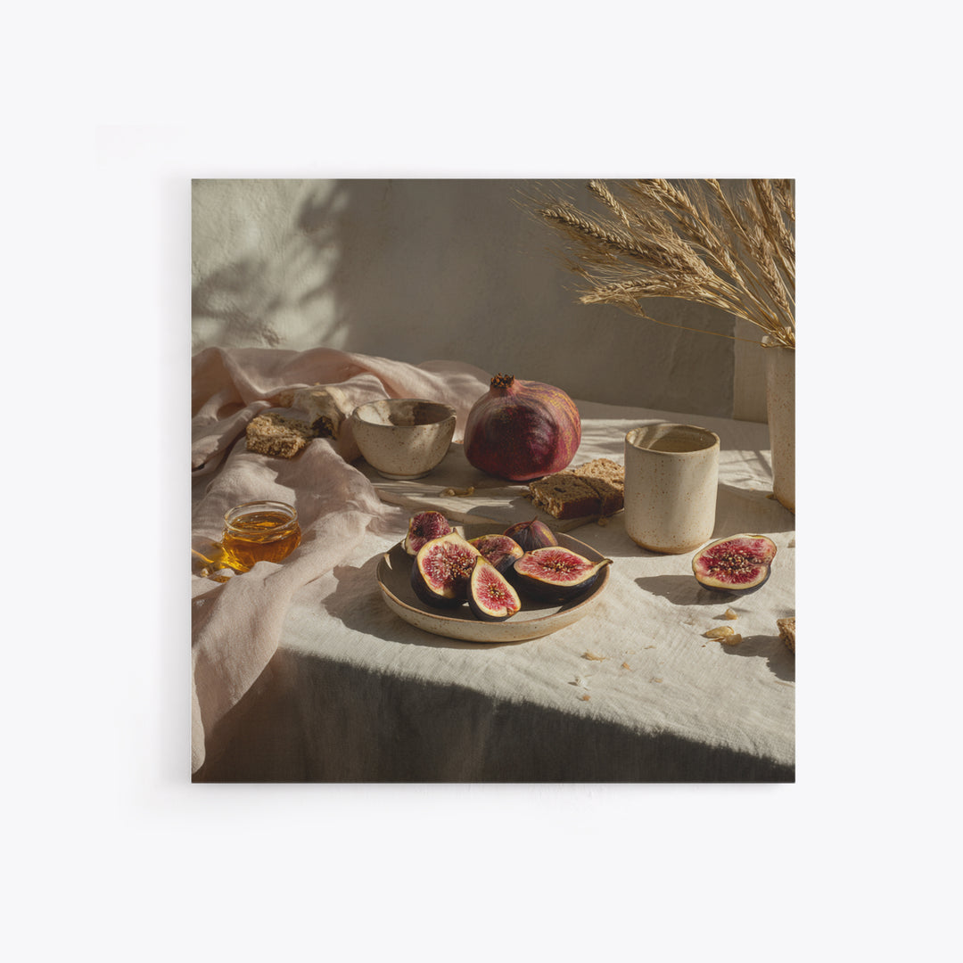 Figs Pomegranates and Linen Composition Canvas Print, Kitchen Art, Kitchen Art Print, Kitchen Decor, Abstract Art, Kitchen, KIT-1x1-94