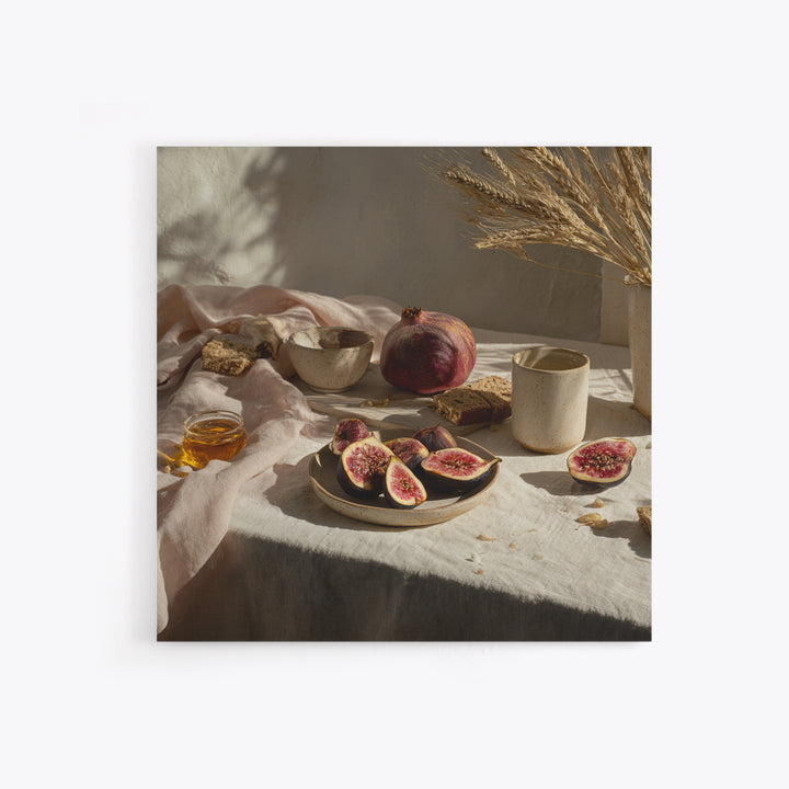 Figs Pomegranates and Linen Composition Canvas Print, Kitchen Art, Kitchen Art Print, Kitchen Decor, Abstract Art, Kitchen, KIT-1x1-94