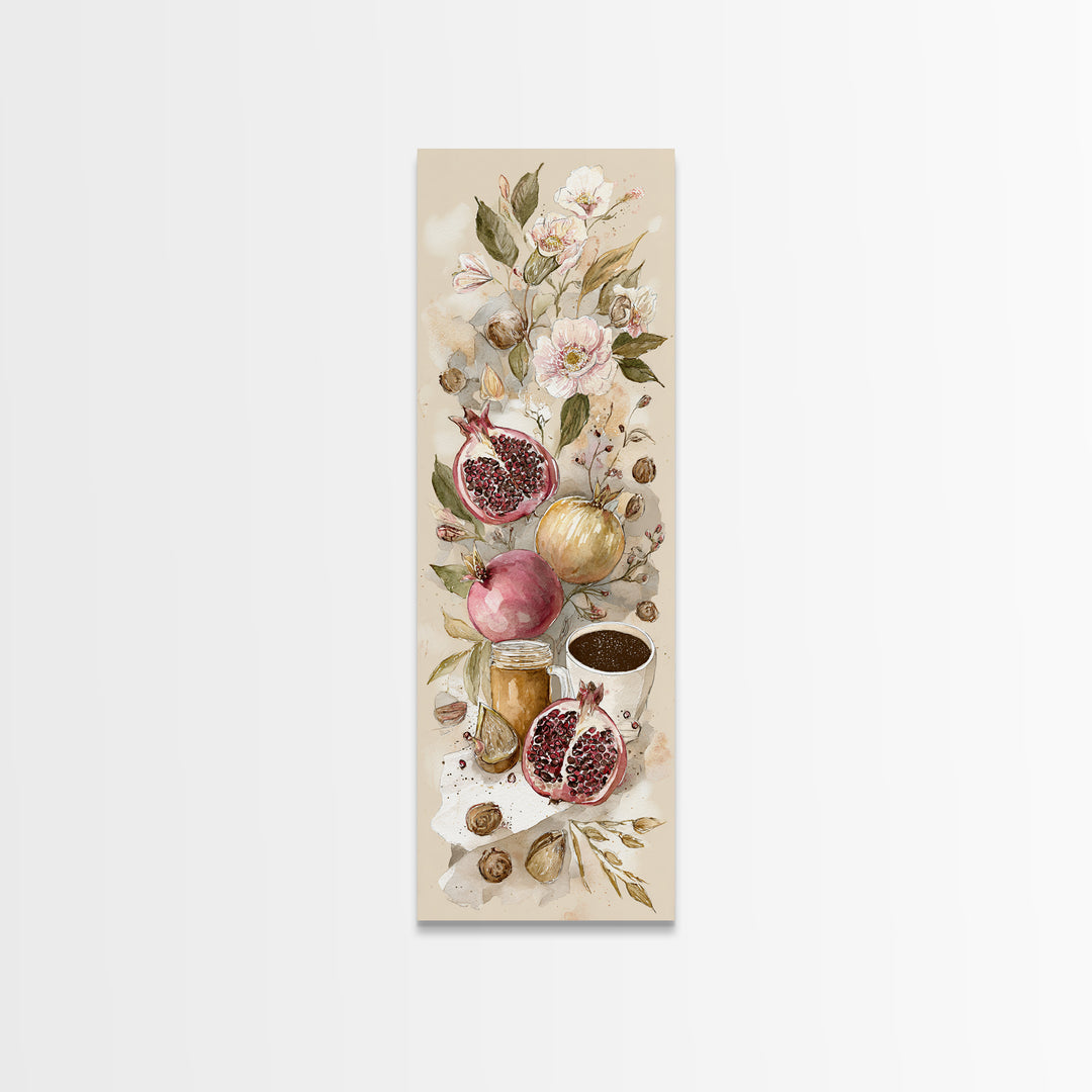 Figs Pomegranates and Linen Composition Canvas Print, Kitchen Art, Modern Art, Kitchen Decor, Abstract Art, Kitchen, KIT-1x3-10