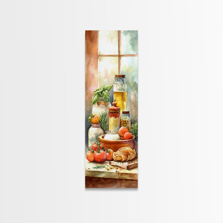Watercolor Spice Jars Without Readable Labels Canvas Print, Kitchen Art, Kitchen Print, Kitchen Decor, Fine Art, Kitchen, KIT-1x3-49