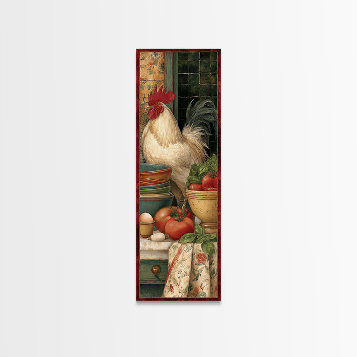 Rooster Portrait for Country Kitchen Charm Framed Canvas Print, Kitchen Art, Home Decor, Kitchen Decor, Oil Painting, Kitchen, KIT-1x3-52