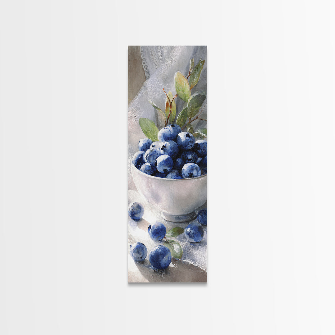 Blueberries in a White Bowl Canvas Print, Kitchen Art, Contemporary Art, Kitchen Decor, Fine Art, Kitchen, Kitchen Wall Art, KIT-1x3-7