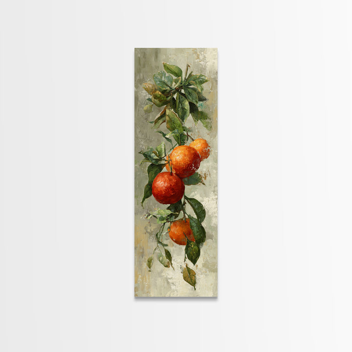 Orange Citrus Botanical Branch Framed Canvas Print, Kitchen Art, Minimalist Wall Art, Kitchen Decor, Fine Art, Kitchen, KIT-1x3-71