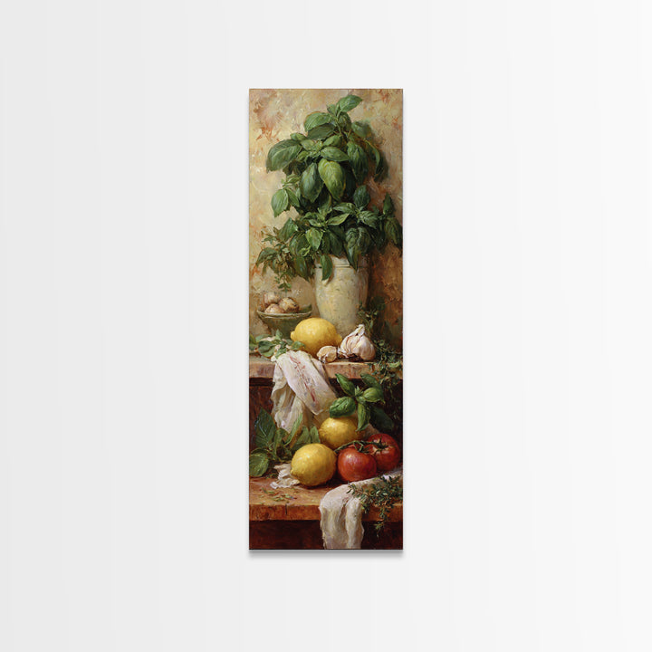 Pasta Lemons and Basil Mediterranean Still Life Canvas Print, Kitchen Art, Art Print, Kitchen Decor, Fine Art, Kitchen, KIT-1x3-77