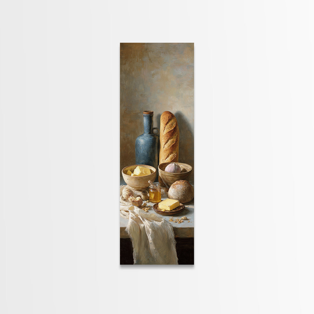 Fresh Bread with Butter and Honey Canvas Print, Kitchen Art, Bar Cart Decor, Kitchen Decor, Fine Art, Kitchen, Minimalist Decor, KIT-1x3-78