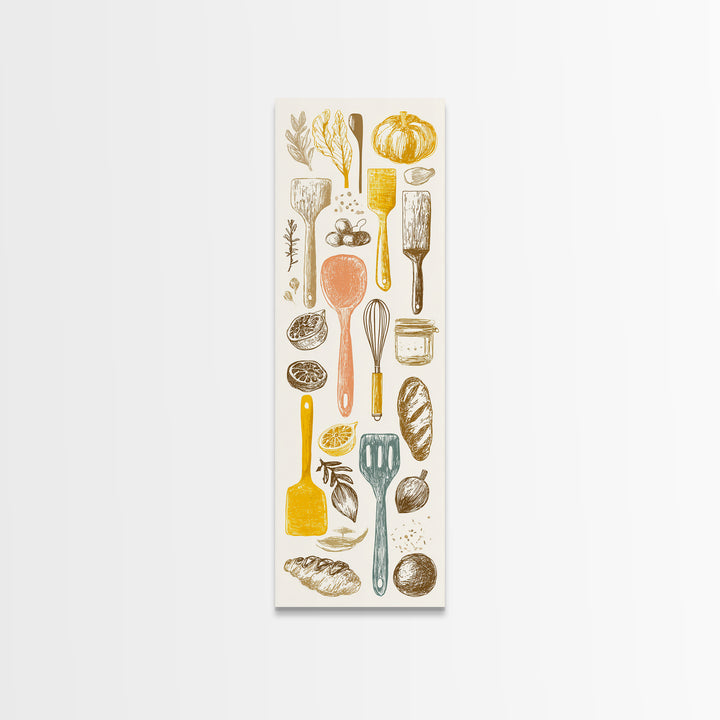 Kitchen Utensil Silhouettes Canvas Print, Kitchen Art, Kitchen Wall Art, Kitchen Decor, Abstract Art, Kitchen, KIT-1x3-81
