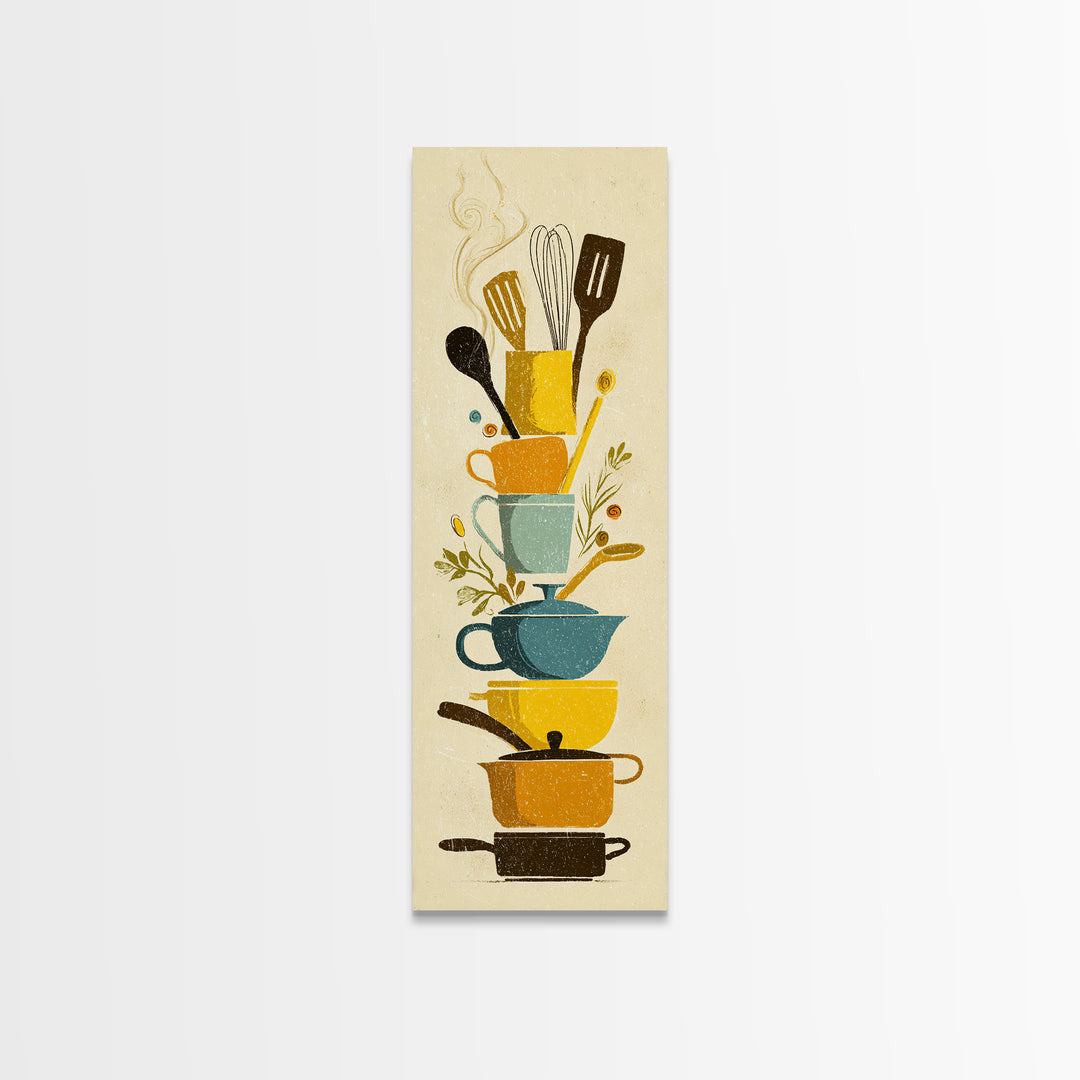 Kitchen Utensil Silhouettes Canvas Print, Kitchen Art, Neutral Decor, Kitchen Decor, Abstract Art, Kitchen, Wall Art, KIT-1x3-9