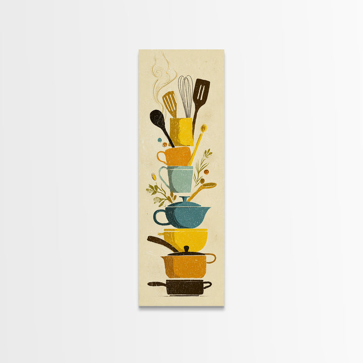 Kitchen Utensil Silhouettes Canvas Print, Kitchen Art, Neutral Decor, Kitchen Decor, Abstract Art, Kitchen, Wall Art, KIT-1x3-9