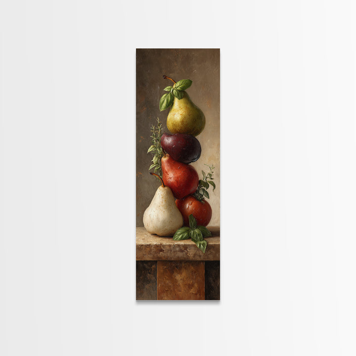 Farmhouse Pears on a Wooden Board Canvas Print, Kitchen Art, Minimalist Decor, Kitchen Decor, Fine Art, Kitchen, Art Deco, KIT-1x3-93