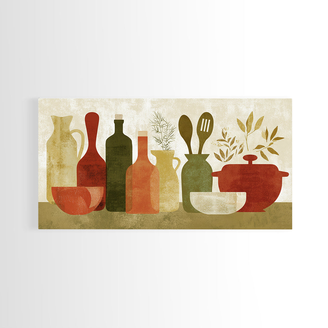 Kitchen Utensil Silhouettes Canvas Print, Kitchen Art, Contemporary Art, Kitchen Decor, Abstract Art, Kitchen, Kitchen Wall Art, KIT-2x1-17