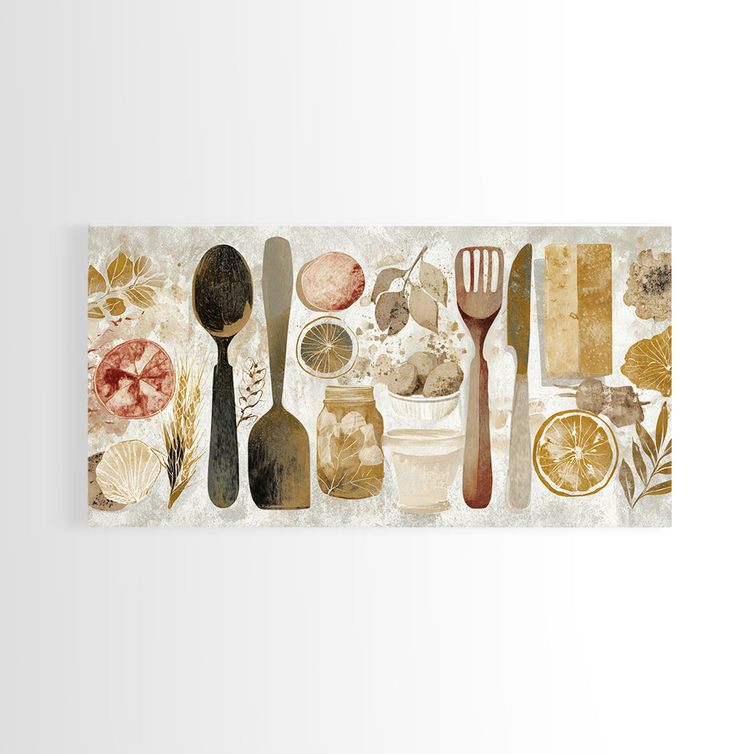 Kitchen Utensil Silhouettes Canvas Print, Kitchen Art, Contemporary Art, Kitchen Decor, Abstract Art, Kitchen, Kitchen Wall Art, KIT-2x1-41