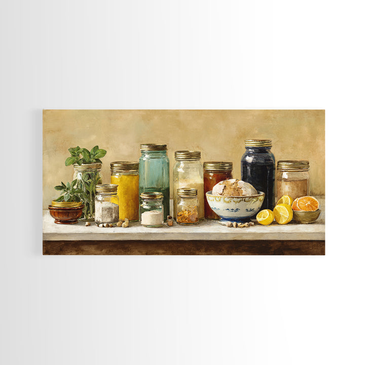 Watercolor Spice Jars Without Readable Labels Canvas Print, Kitchen Art, Kitchen Decor, Kitchen, Kitchen Art Print, KIT-2x1-81