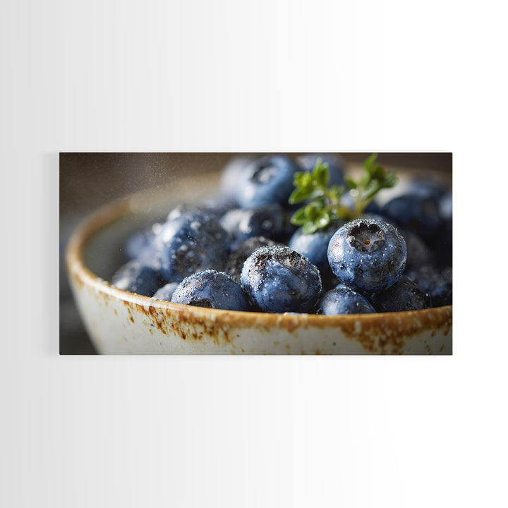 Blueberries in a White Bowl Framed Canvas Print, Kitchen Art, Coffee Art, Kitchen Decor, Fine Art, Kitchen, Fine Art Print, KIT-2x1-87
