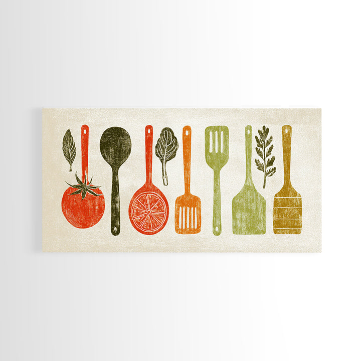 Kitchen Utensil Silhouettes Canvas Print, Kitchen Art, Art Deco, Kitchen Decor, Fine Art, Kitchen, Poster Art, Trendy Wall Art, KIT-2x1-89