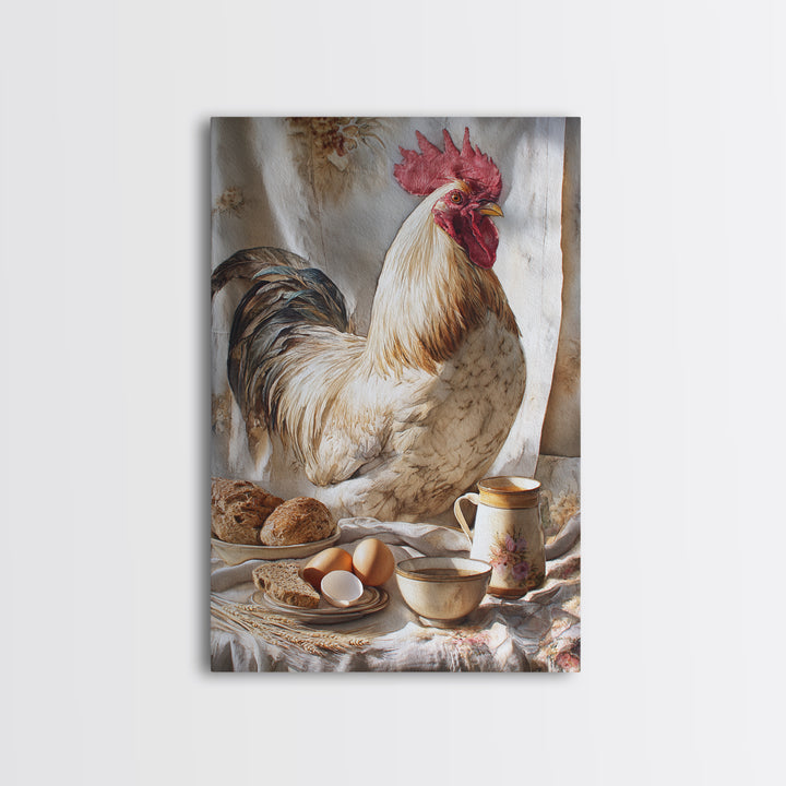 Rooster Portrait for Country Kitchen Charm Framed Canvas Print, Kitchen Art, Boho Decor, Kitchen Decor, Fine Art, Kitchen, KIT-2x3-48