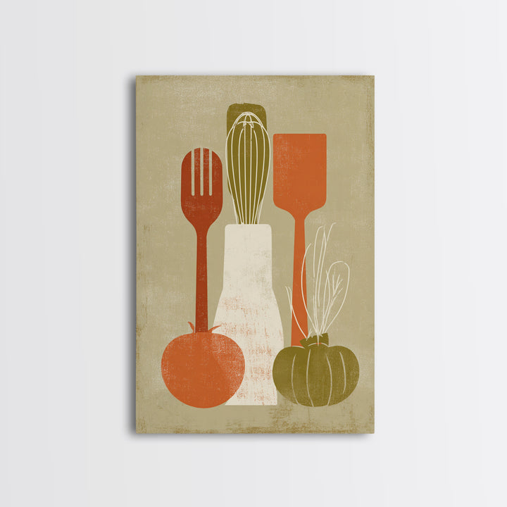 Kitchen Utensil Silhouettes Canvas Print, Kitchen Art, Home Decor, Kitchen Decor, Abstract Art, Kitchen, Digital Print, KIT-2x3-5