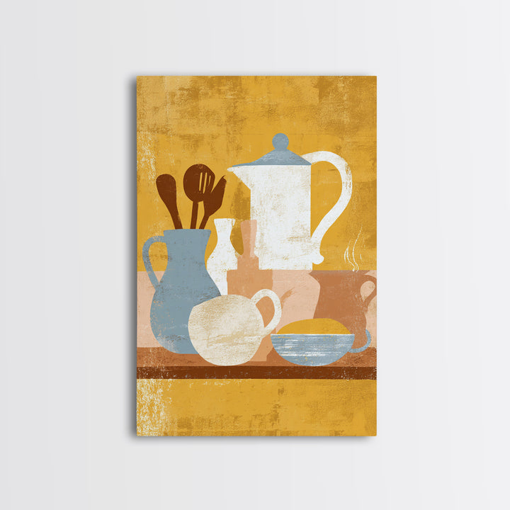 Kitchen Utensil Silhouettes Framed Canvas Print, Kitchen Art, Art Prints, Kitchen Decor, Abstract Art, Kitchen, Modern Art, KIT-2x3-53