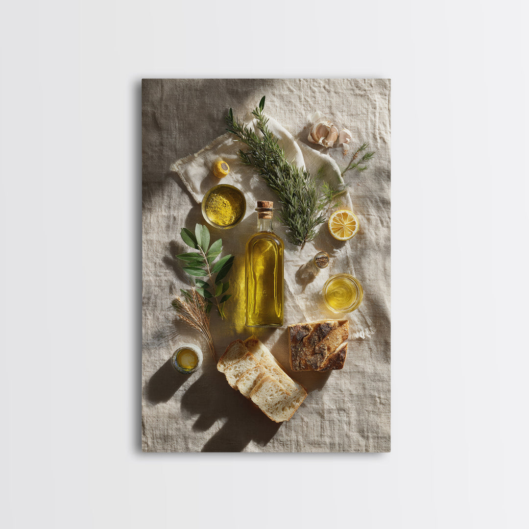 Olive Oil Bottle and Rosemary Branch Canvas Print, Kitchen Art, Printable Wall Art, Kitchen Decor, Fine Art, Kitchen, KIT-2x3-61