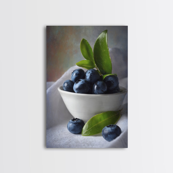 Blueberries in a White Bowl Canvas Print, Kitchen Art, Kitchen Wall Art, Kitchen Decor, Fine Art, Kitchen, Dining Room Wall Art, KIT-2x3-99