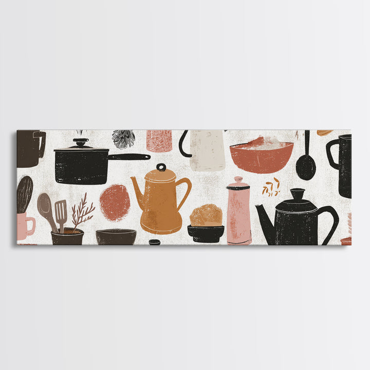 Kitchen Utensil Silhouettes Canvas Print, Kitchen Art, Art Deco, Kitchen Decor, Fine Art, Kitchen, Poster Art, Trendy Wall Art, KIT-3x1-13