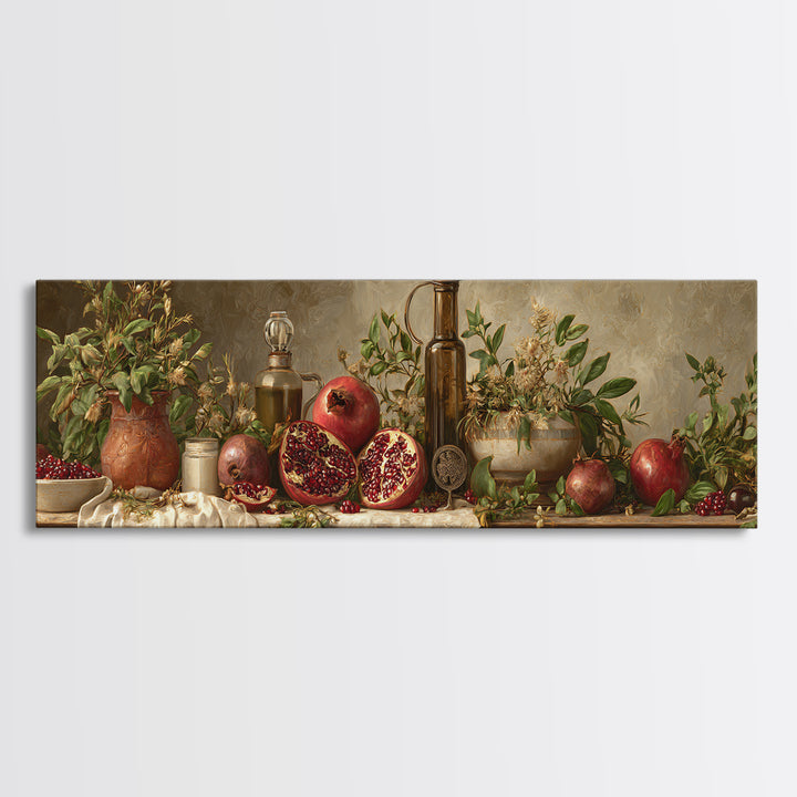 Figs Pomegranates and Linen Composition Canvas Print, Kitchen Art, Kitchen Art Print, Kitchen Decor, Abstract Art, Kitchen, KIT-3x1-14