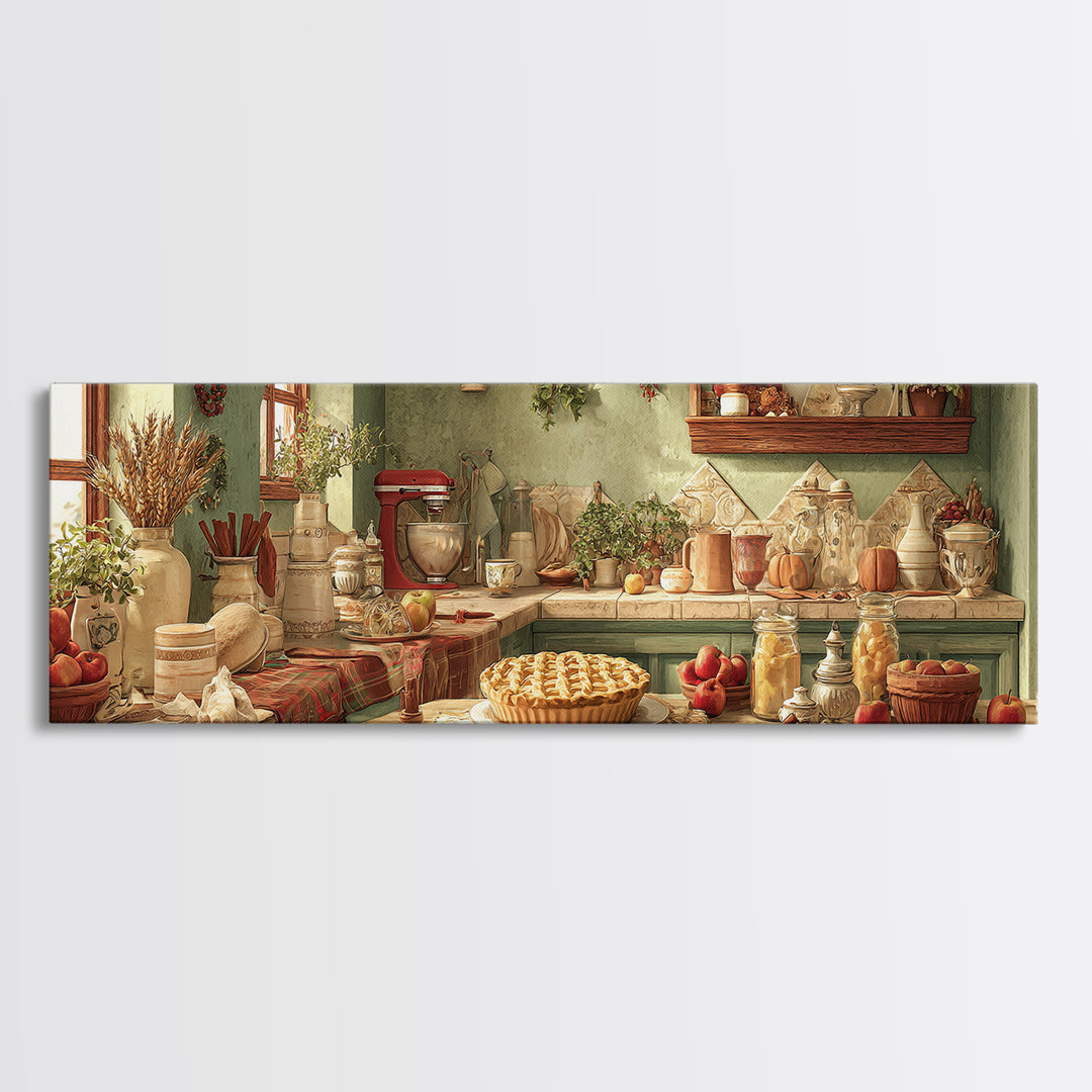 Apple Pie Cooling Canvas Print, Kitchen Art, Coffee Wall Art, Kitchen Decor, Fine Art, Kitchen, Room Decor, Textured Painting, KIT-3x1-24