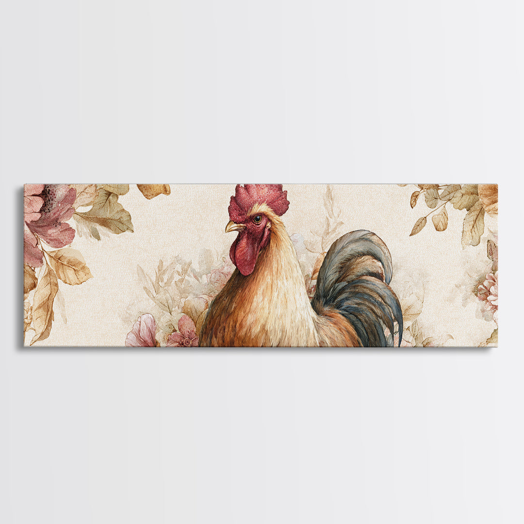 Rooster Portrait for Country Kitchen Charm Framed Canvas Print, Kitchen Art, Kitchen Art Print, Kitchen Decor, Kitchen, KIT-3x1-32