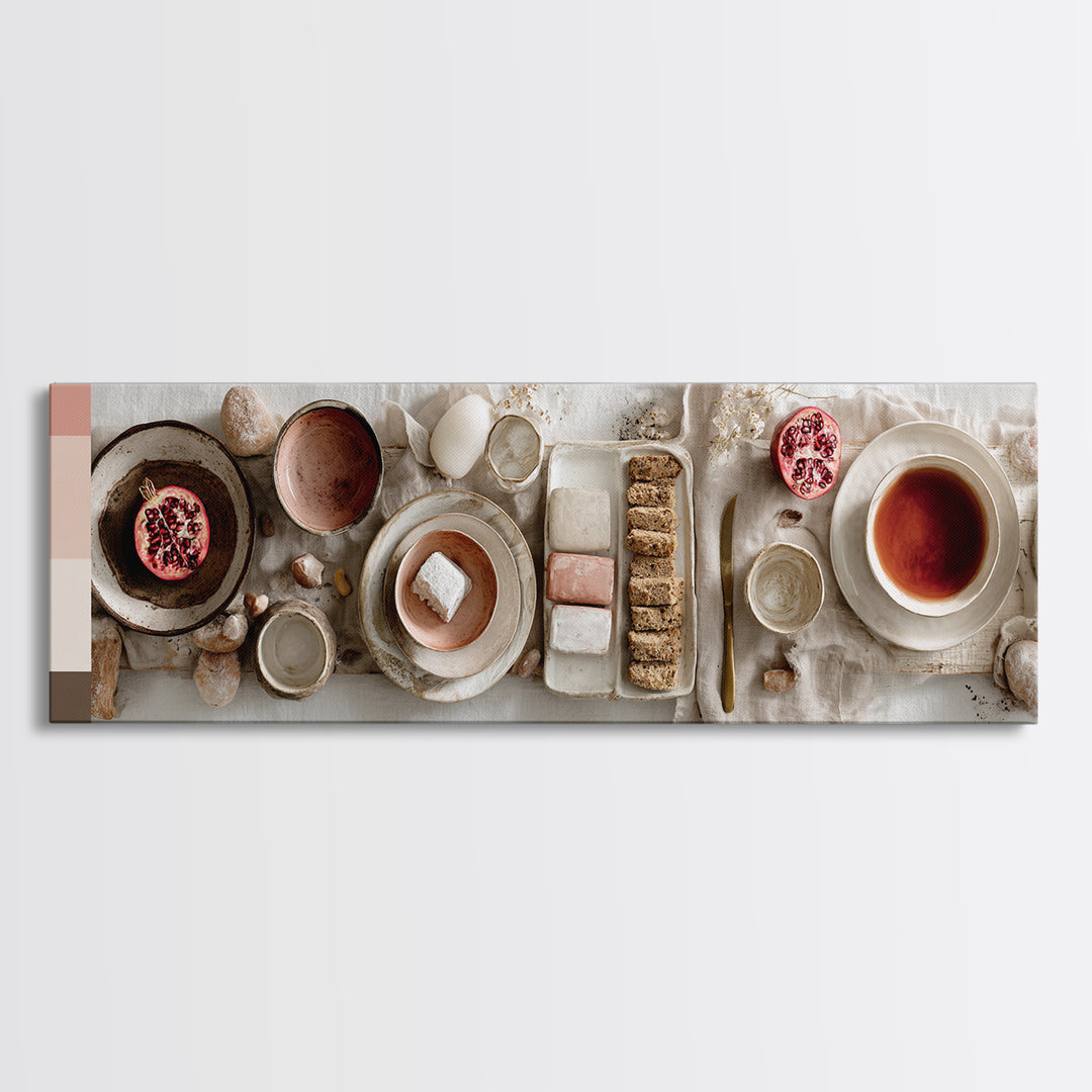 Figs Pomegranates and Linen Composition Canvas Print, Kitchen Art, Digital Art, Kitchen Decor, Kitchen, Minimalist Wall Art, KIT-3x1-38