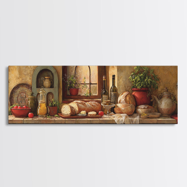 Fresh Bread with Butter and Honey Framed Canvas Print, Kitchen Art, Kitchen Wall Art, Kitchen Decor, Fine Art, Kitchen, KIT-3x1-58