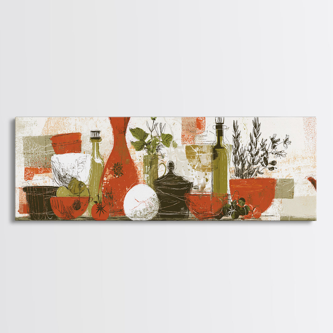 Kitchen Utensil Silhouettes Canvas Print, Kitchen Art, Kitchen Prints, Kitchen Decor, Abstract Art, Kitchen, Statement Artwork, KIT-3x1-61