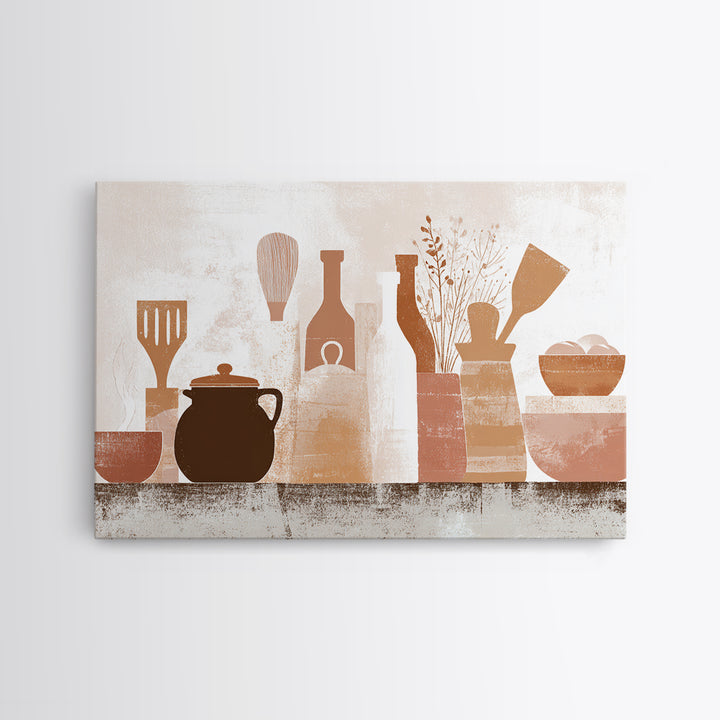Kitchen Utensil Silhouettes Canvas Print, Kitchen Art, Kitchen Wall Art, Kitchen Decor, Abstract Art, Kitchen, KIT-3x2-1
